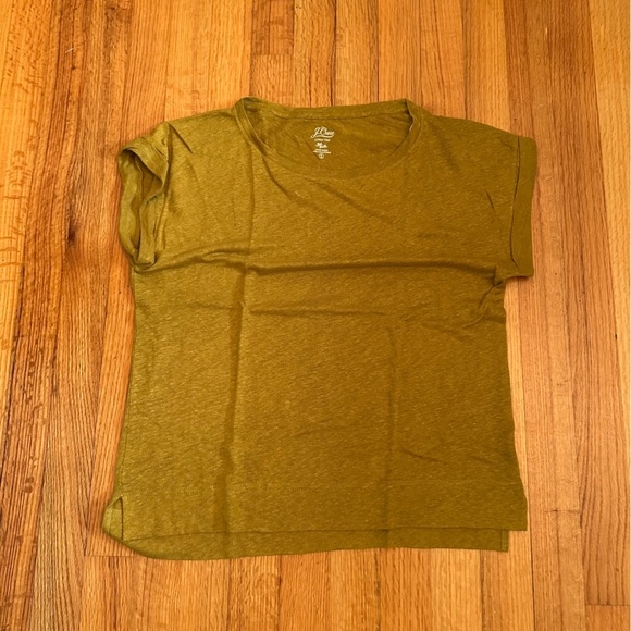 J. Crew Linen Tee Women's S Mustard Yellow Classic Minimalist Autumn (A1 - Picture 1 of 10